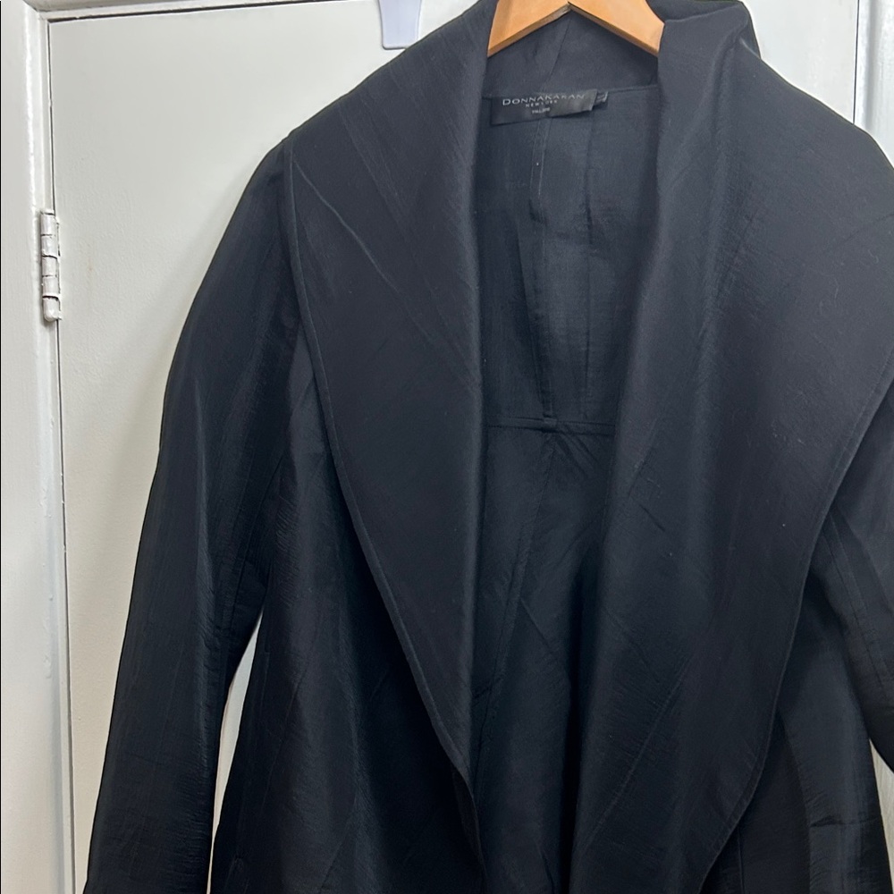 Donna Karan Black Shawl-Collar Trench Coat - Minimalist woman’s jacket
